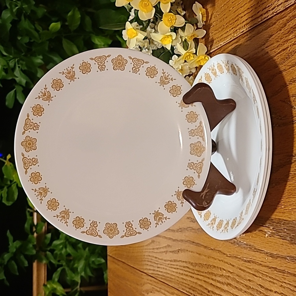 Corelle Butterfly Gold Floral Dinner Plates - Set Of 4
